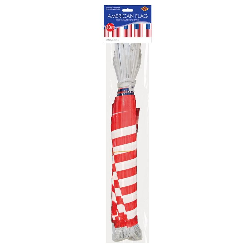 Beistle American Flag Pennant Banner, 17" x 60', (1/Pkg) Multicolored