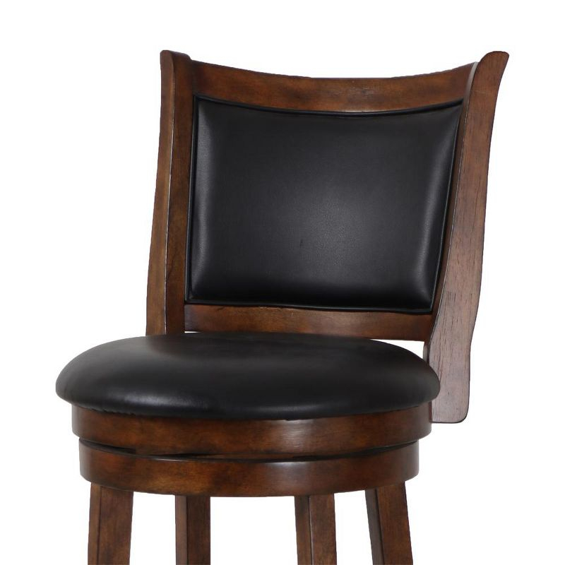New Classic Furniture, Bristol Wood Swivel Bar Stool with PU Seat in Dark Brown, Brown