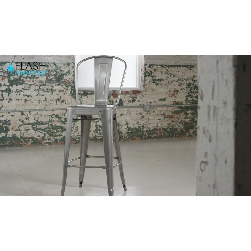 Flash Furniture 30'' High Clear Coated Indoor Barstool with Back