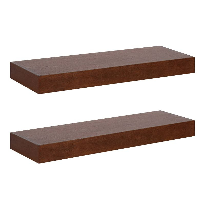 2pc 24" Havlock Wood Shelf Set Walnut Brown - Kate & Laurel All Things Decor: Easy Install, Storage Display