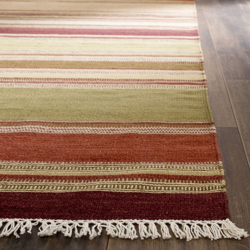 Striped Kilim STK313 Hand Woven Indoor Area Rug - Red - 4'x6' - Safavieh.