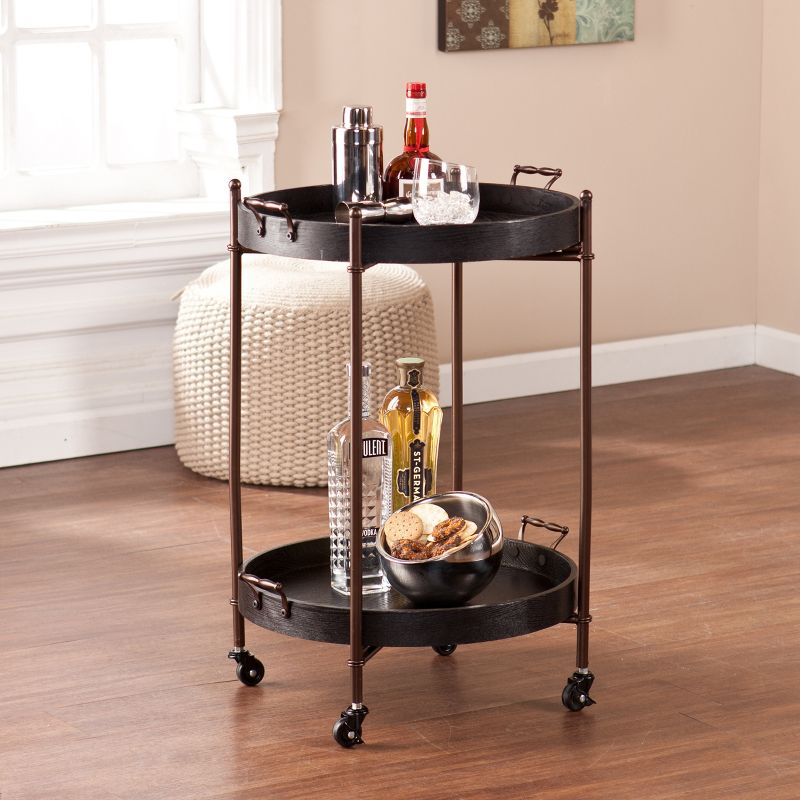 Alfred Two-Tier Round Butler Table - Black - SEI