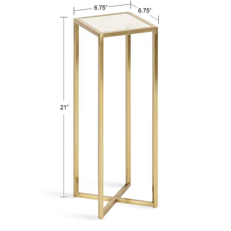 Kate and Laurel Jaspur Square Metal Drink Table, 7x7x21, Gold and White