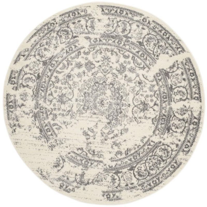 Adirondack ADR101 Power Loomed Area Rug - Ivory/Silver - 6' Round - Safavieh.