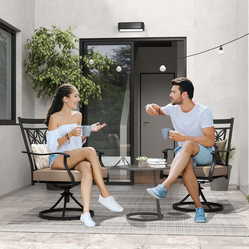 Costway Patio Swivel Chair 4 PCS Outdoor Bistro Dining Chair Blossom Pattern Backrest