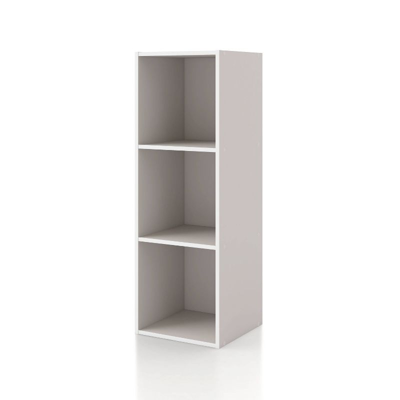 24/7 Shop At Home 35.27" Silkpath Modern 3 Cube Stackable and Modular Bookcase Greige