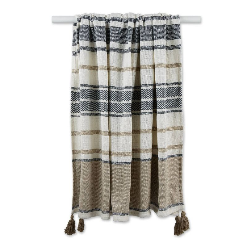 2-Tone Chevron Striped Throw Blanket Stone/Mineral - Design Imports: Hypoallergenic, Machine Washable, 50x60"