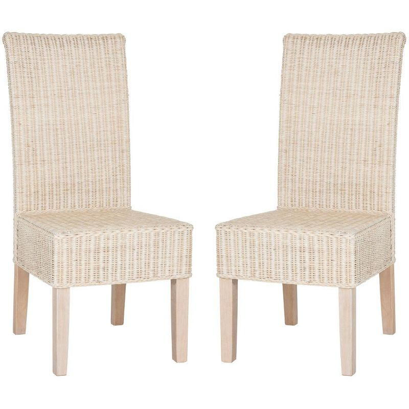 Arjun 18H Wicker Dining Chair (Set Of 2) - White Washed - Safavieh