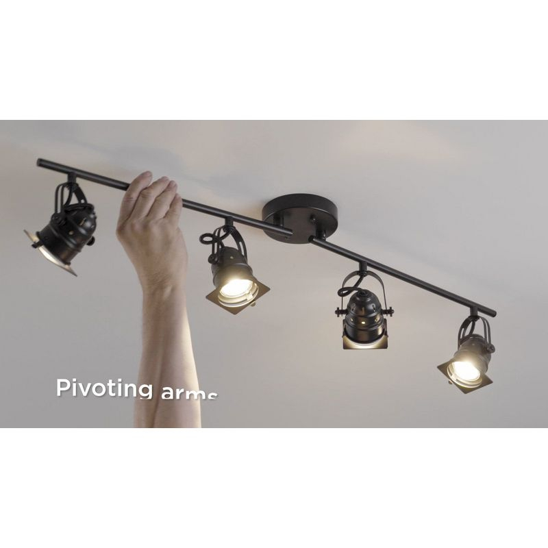 Pro Track Hamilton 4-Head LED Ceiling Track Light Fixture Kit Swing Arm Spot Light GU10 Black Bronze Finish Modern Kitchen Bathroom 23 1/4" Wide