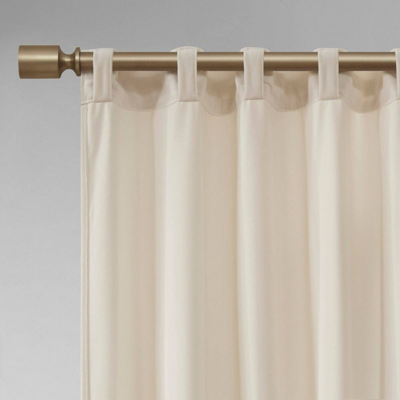 Set of 2 (63"x37") Bryce Poly Velvet Room Darkening Curtain Panels Ivory: Modern Living Room Decor by 510 Design
