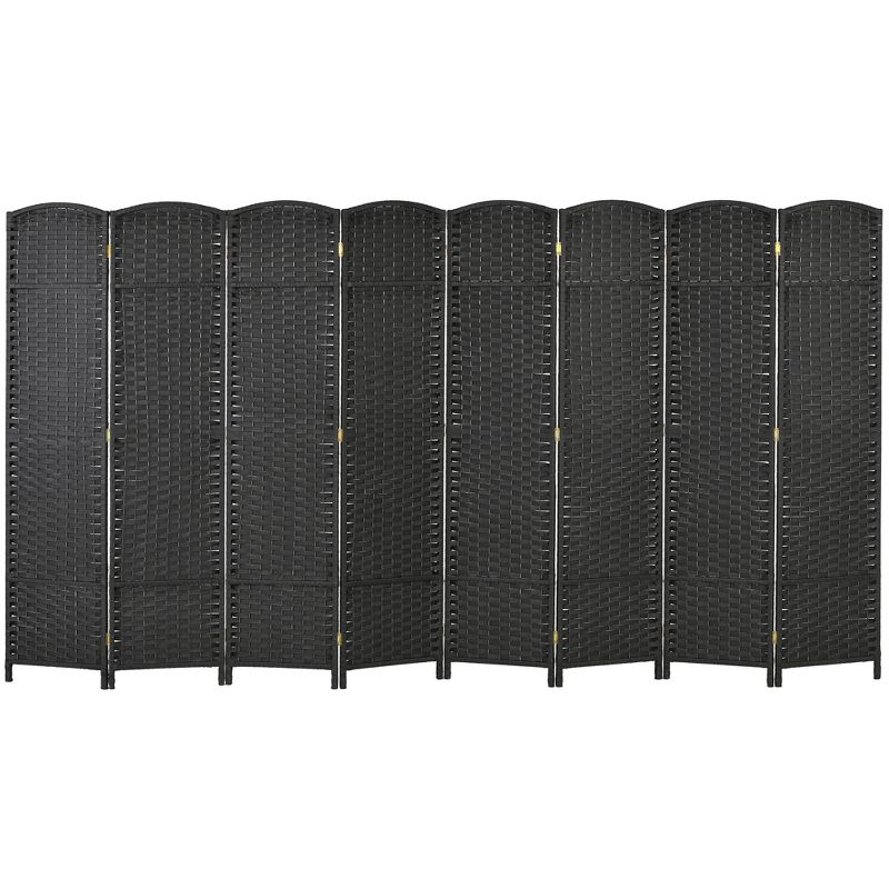 HOMCOM Room Divider, 8 Panel Folding Privacy Screen, 5.6' Tall Freestanding Partition for Home Office, Bedroom, Black