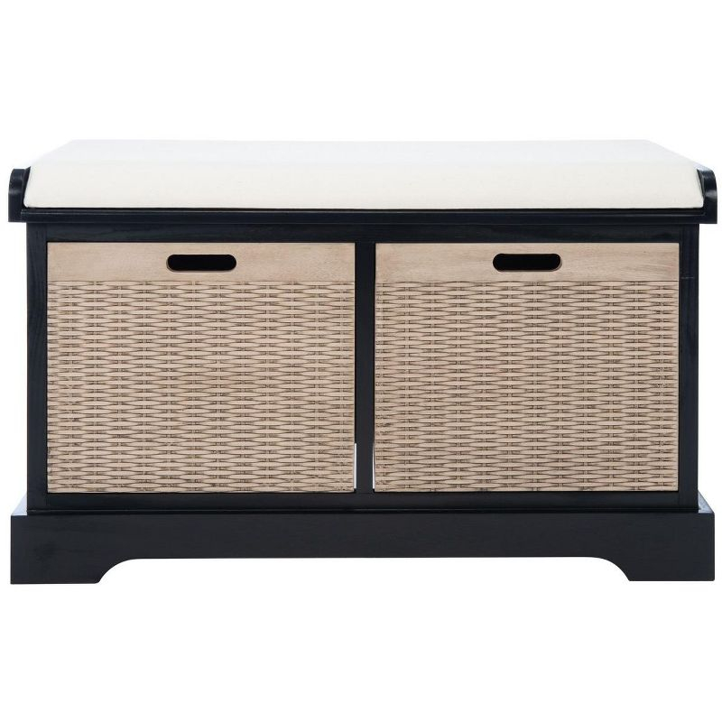 Landers 2 Drawer/Cushion Storage Bench - Black - Safavieh