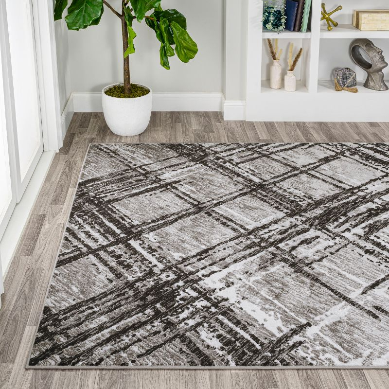 JONATHAN Y Slant Modern Abstract Black/Gray 3 ft. x 5 ft. Area Rug