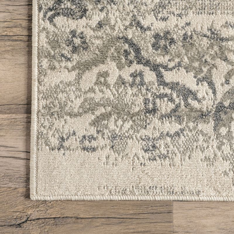 Nuloom Freja Floral & Paisley 2x14 Runner Indoor Area Rug for Living Room Bedroom Dining Room Entryway Hallway Kitchen, Grey/Cream