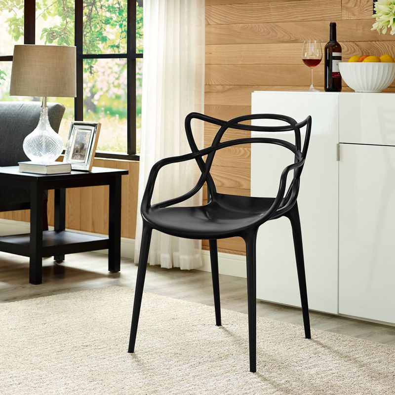 Modway Entangled Dining Armchair Black: Modern Kitchen Chair, No Assembly, Polypropylene Frame