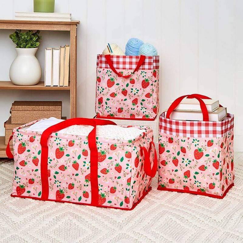The Lakeside Collection Everyday Storage Bin Set 3 Pc. - Strawberry Field