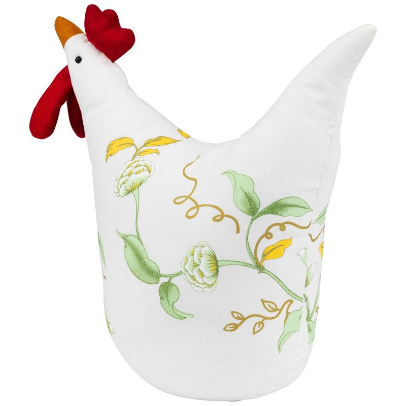 Northlight 12" White, Soft Green, and Yellow Floral Rooster Chicken Spring Decoration
