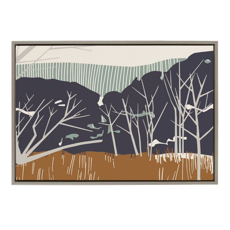 23" x 33" Sylvie Daily Walk Marsh Horizontal by Hannah Beisang Framed Wall Canvas Gray - Kate & Laurel All Things Decor