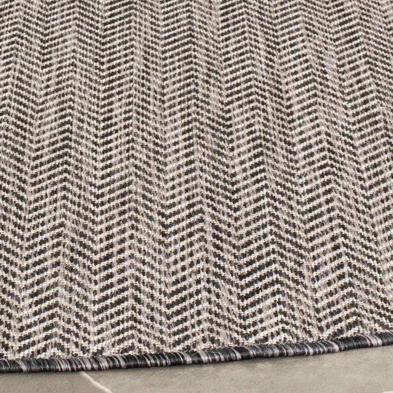 Courtyard CY8022 Power Loomed Indoor and Outdoor Area Rug - Black/Beige - 5'3" Round - Safavieh