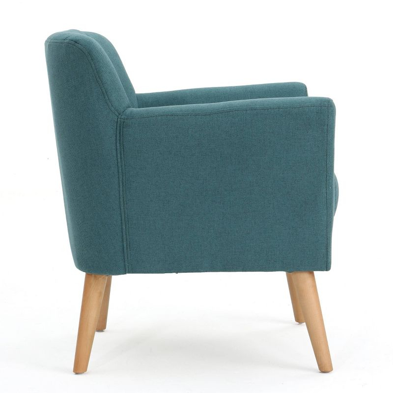 Merel Mid-Century Club Chair - Teal - Christopher Knight Home: Upholstered, Birch Wood Legs, Channel Stitching