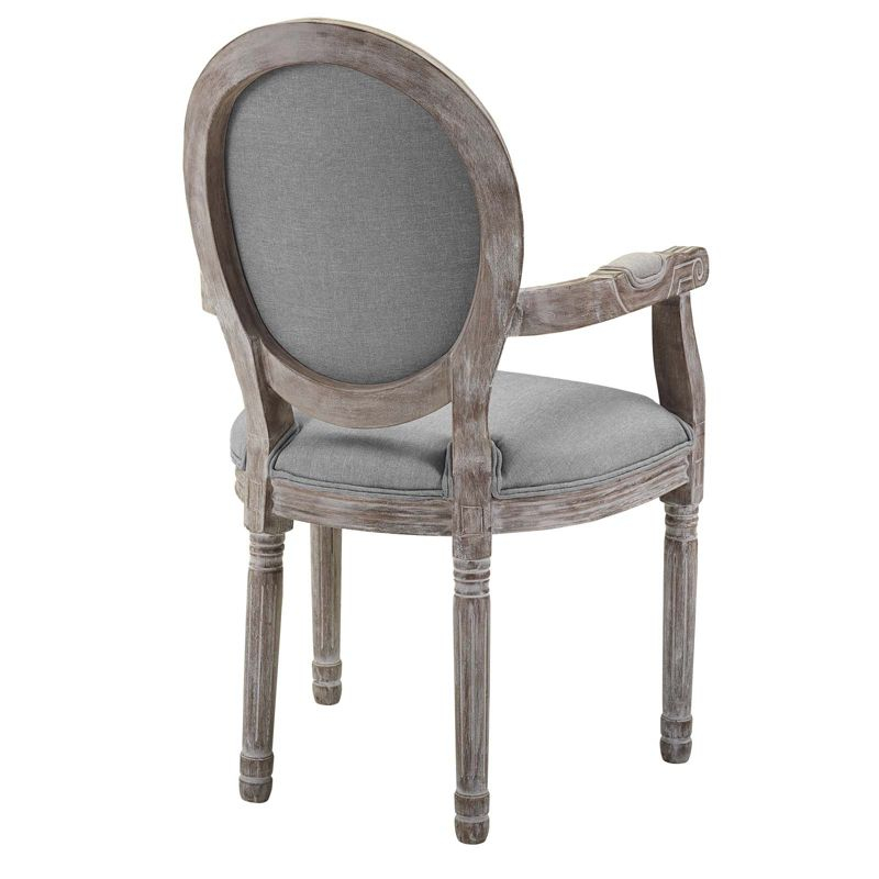 Modway Emanate Dining Armchair - Vintage French Style Upholstered Fabric Armchair in Light Gray with Solid Wood Legs