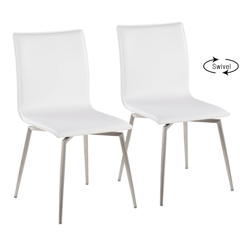 Set of 2 Mason Contemporary Dining Chairs: Swivel Base, Faux Leather, Floor Protectors - LumiSource