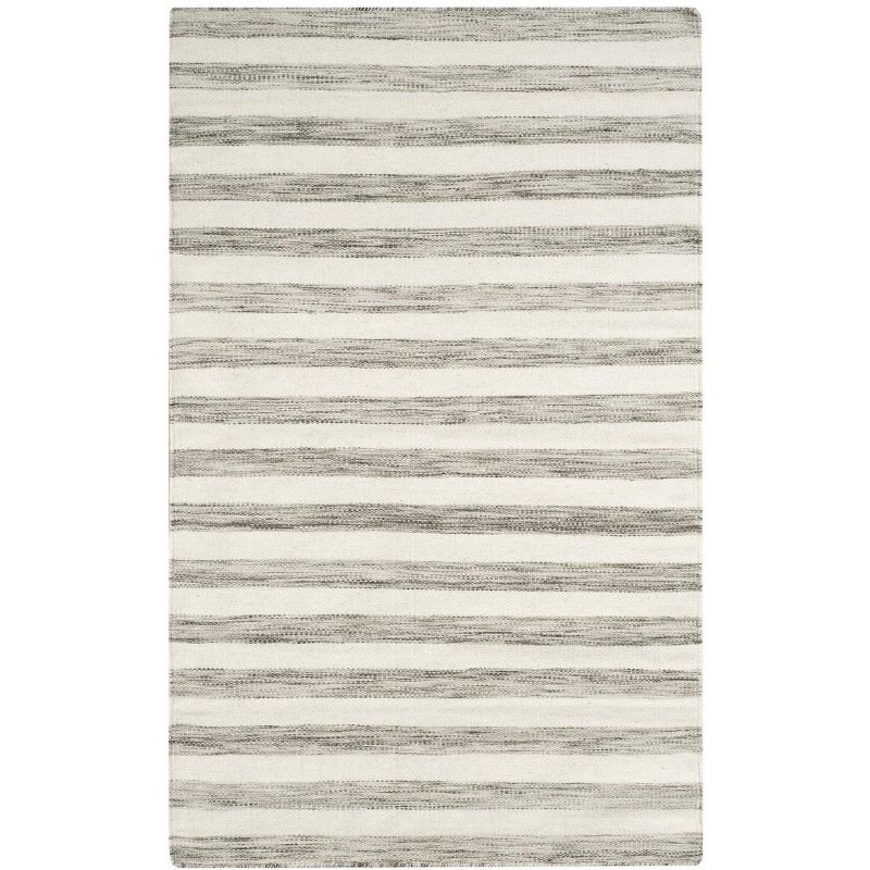 Dhurries DHU575 Hand Woven Area Rug - Brown/Ivory - 3'x5' - Safavieh.