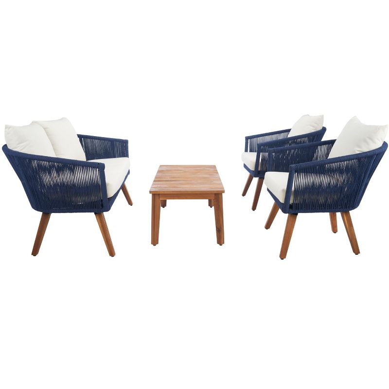 Velso 4 Pc Living Set - Indoor/Outdoor - PAT7072 - Navy/Beige - Safavieh