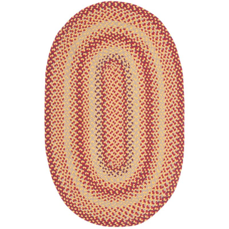 Braided BRD651 Flat Weave Indoor Accent Rug - Yellow/Red - 3'x5' Oval - Safavieh