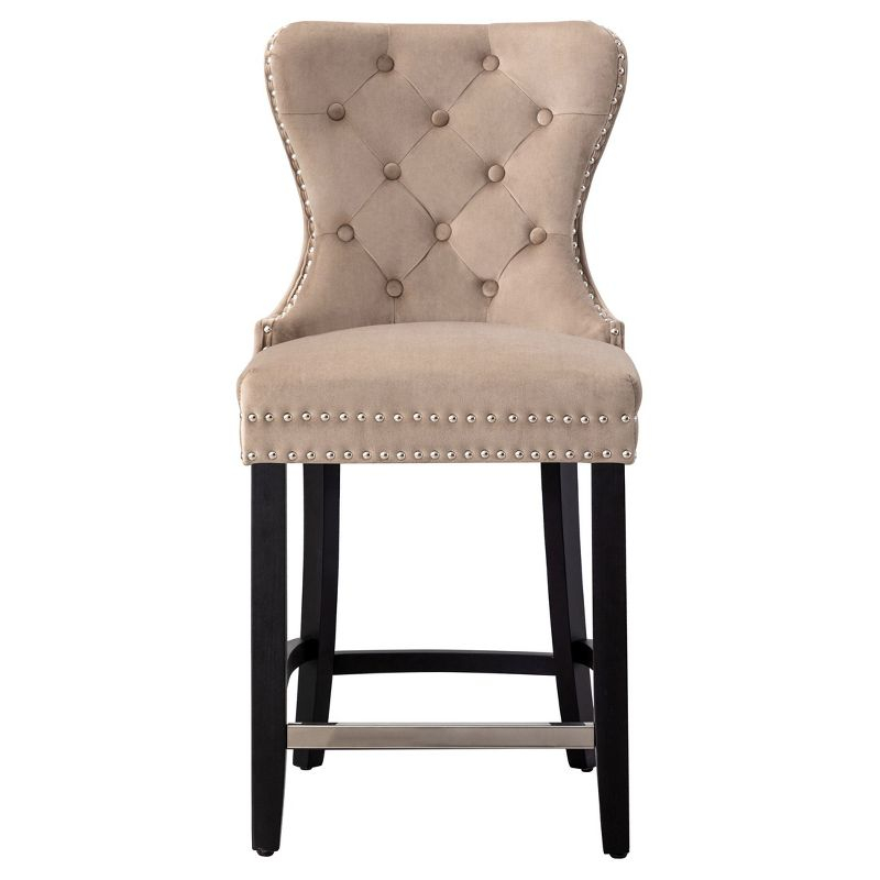 WestinTrends 24" Tufted Velvet Counter Stool, Velvet Taupe