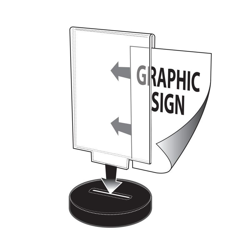 Azar Displays 11"W x 8.5"H Horizontal Frame on a Weighted Black Round Base, 10-Pack