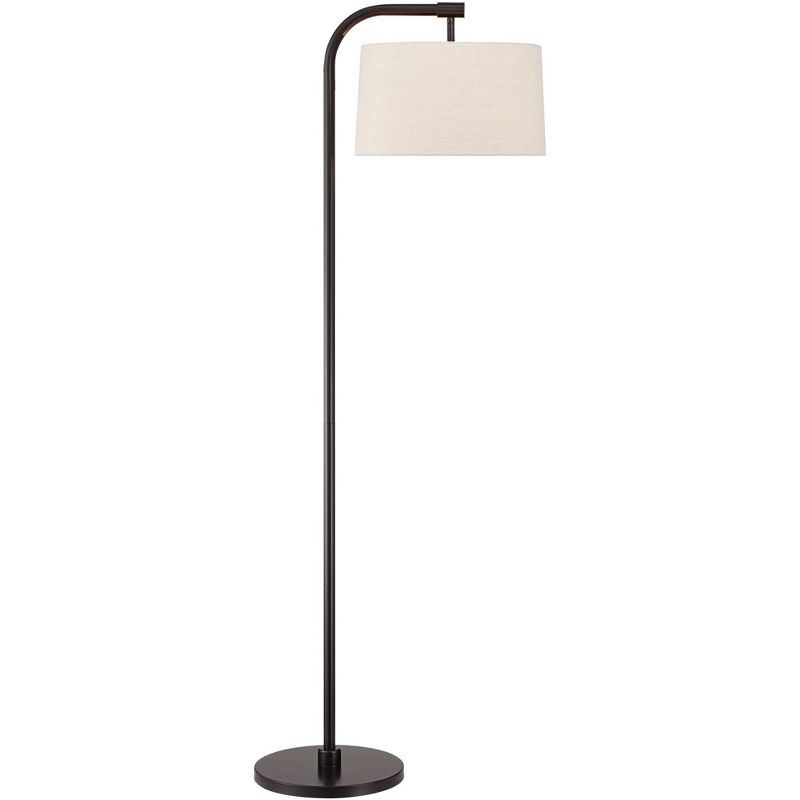 360 Lighting Serra Modern 64" Tall Standing Floor Lamp Curved Chairside Arc Offset Arm Foot Switch Art Deco Brown Dark Bronze Finish Living Room House