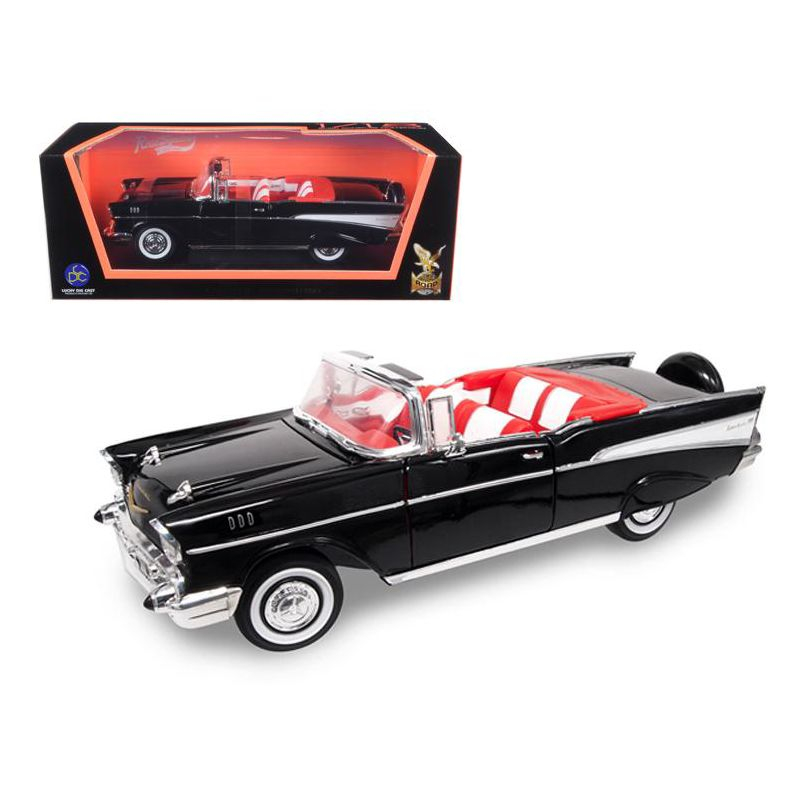 1957 Chevrolet Bel Air Convertible Black 1/18 Diecast Model Car by Road Signature