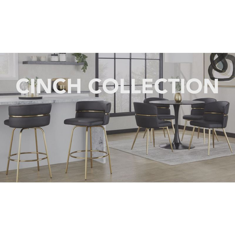 Set of 2 Cinch-Claire Counter Height Barstools Gold/Cream - LumiSource: Velvet Upholstery, Swivel, Metal Legs