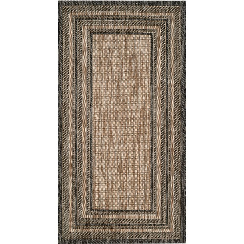 Courtyard CY8475 UV & Stain Resistant Non-Shedding Power Loomed Indoor/Outdoor Accent Rug - Natural/Black - 2'7"x5' - Safavieh