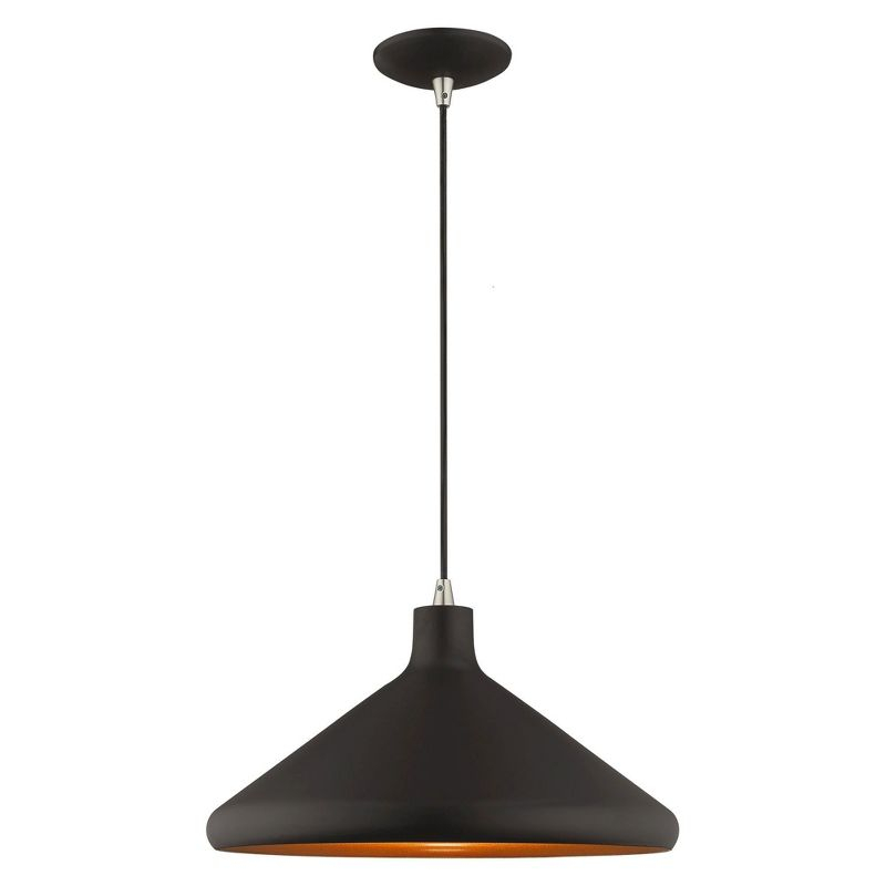 Livex Lighting Metal Shade 1 - Light Chandelier in  Black