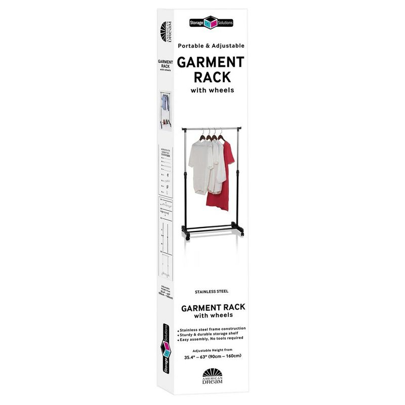 J&V TEXTILES Double Rod Clothing Garment Rack, Rolling Clothes Organizer on Wheels for Hanging Clothes
