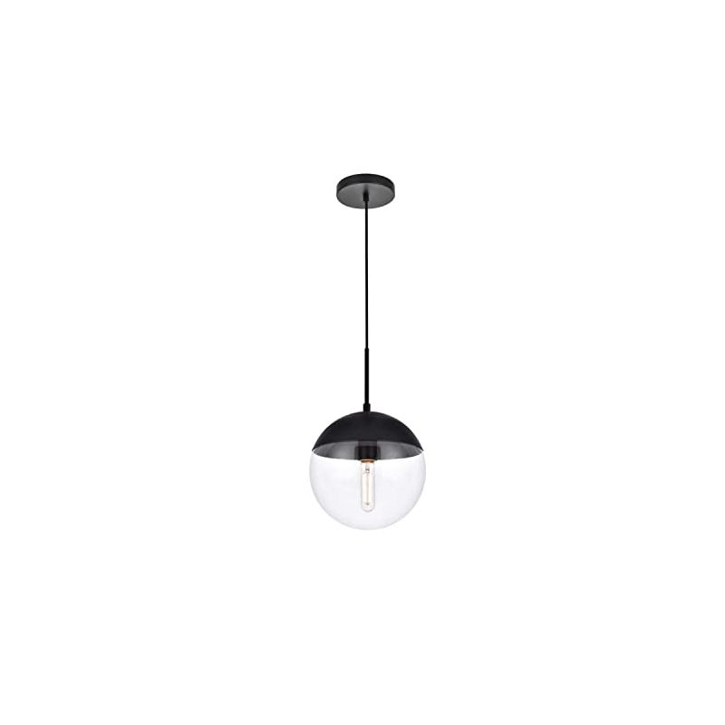 Elegant Lighting Eclipse 1 Light Black Pendant With Clear Glass