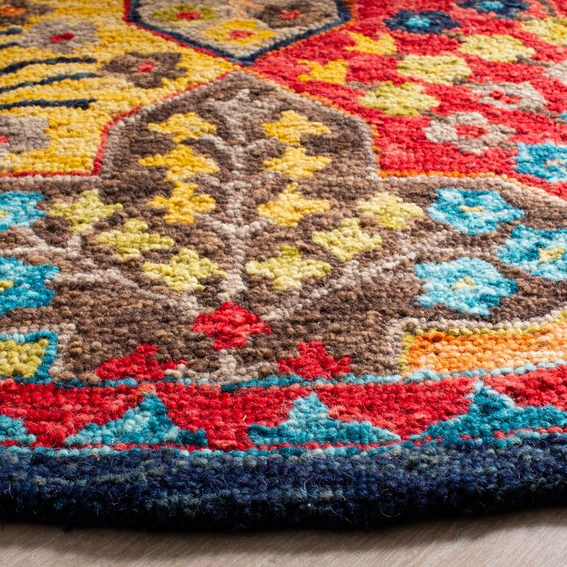 Aspen APN514 Hand Tufted Area Rug - Blue/Orange - 7' X 7' Round - Safavieh.