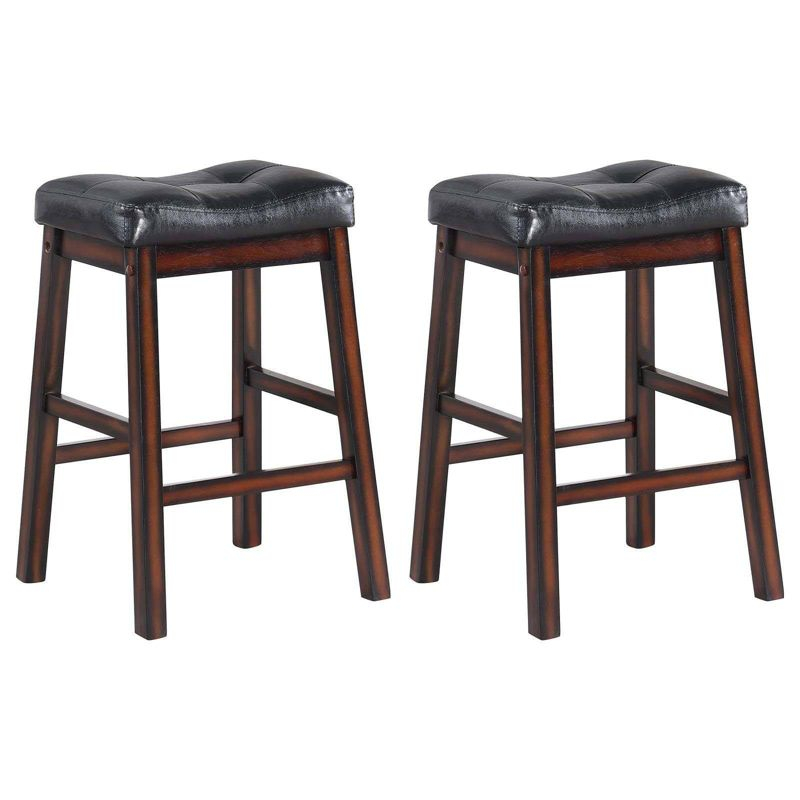 Coaster Set of 2 Donald Transitional Upholstered Counter Height Barstools Black/Cappuccino
