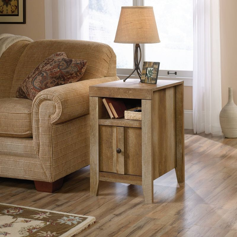 Dakota Pass End Table Light Brown - Sauder: Hidden Storage, Open Shelf, Slide-Out Surface
