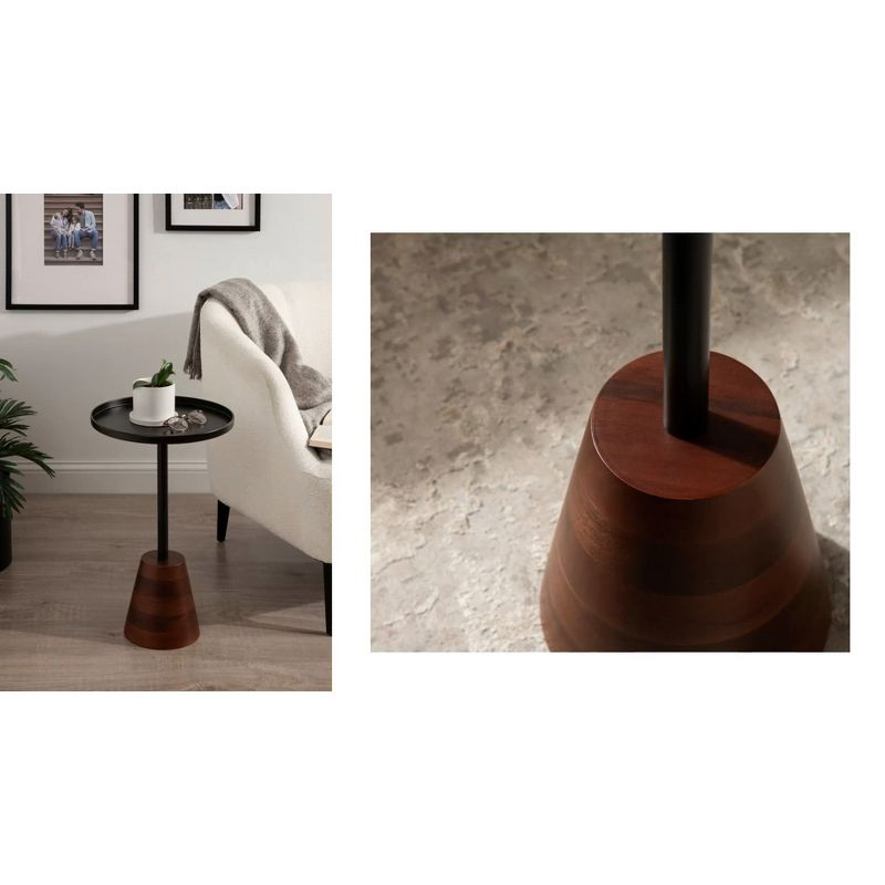 Kate and Laurel Tira Round Side Table, 14x14x24, Walnut Brown