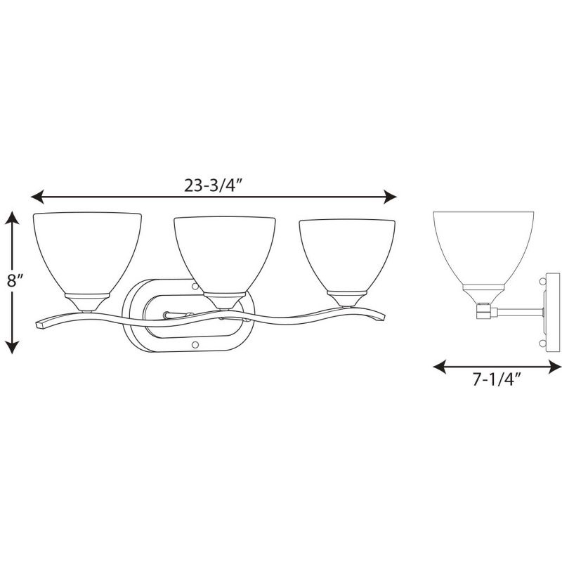 Progress Lighting Laird 3-Light Bath Vanity, Antique Bronze, Glass Shade
