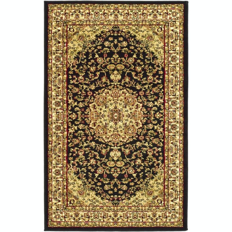 Lyndhurst LNH222 Power Loomed Accent Rug - Black/Ivory - 3'3"x5'3" - Safavieh