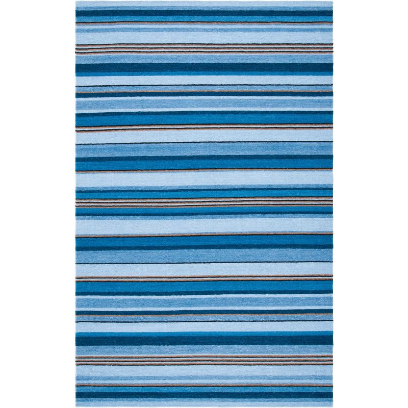 Striped Kilim STK601 Hand Loomed Area Rug - Blue/Rust - 6'x9' - Safavieh.