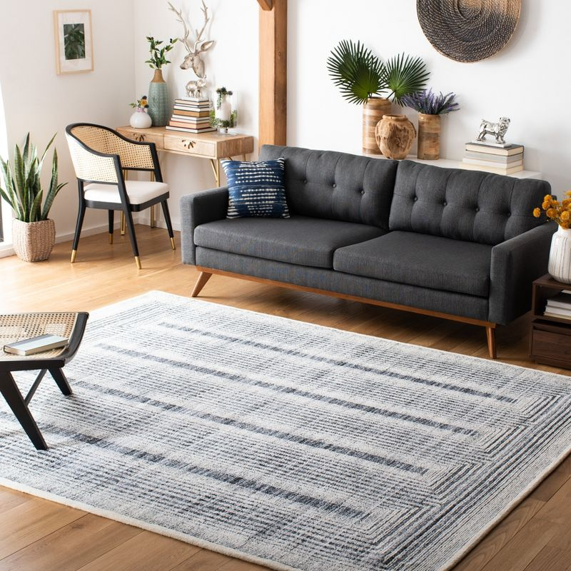 Metro MET991 Hand Tufted Indoor Area Rug - Dark Grey/Ivory - 5'x8' - Safavieh