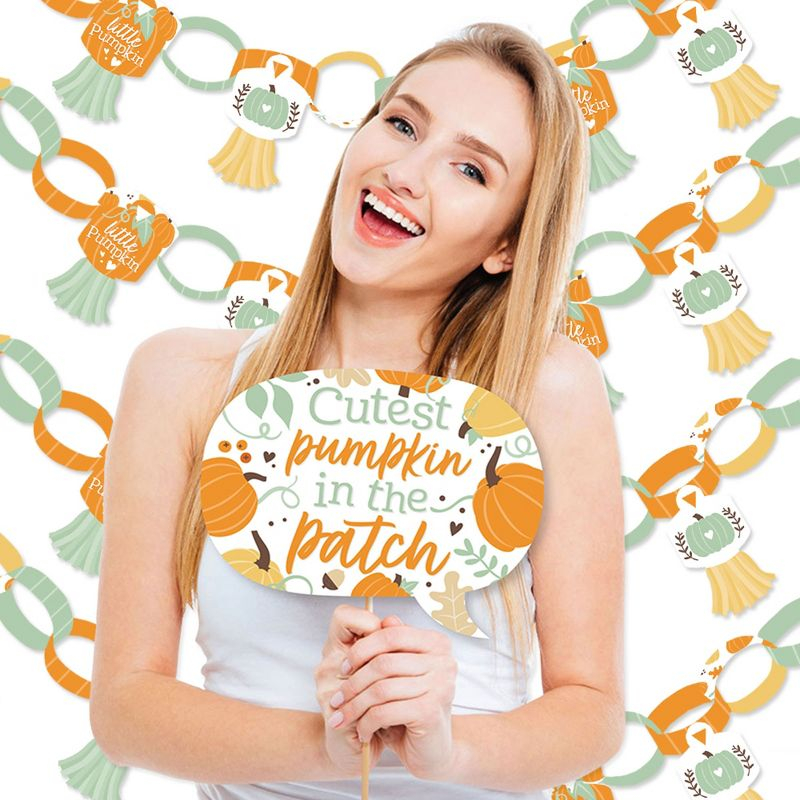 Big Dot of Happiness Little Pumpkin - Banner and Photo Booth Decorations - Fall Birthday Party or Baby Shower Supplies Kit - Doterrific Bundle