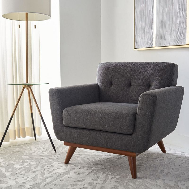 Opal Linen Tufted Arm Chair - SFV4727 - Slate/Grey - Safavieh Couture