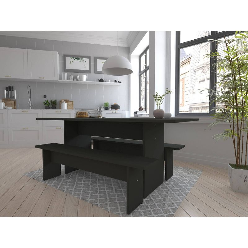 3pc Nomad 67.91" Modern Dining Set Gray - Manhattan Comfort: MDF Construction, Seats 6, Double Pedestal Table