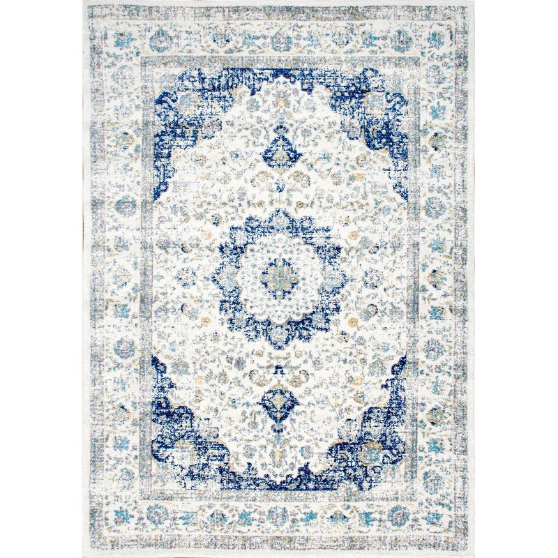 12'x15' Verona Vintage Persian Style Area Rug Blue - nuLOOM: Geometric Pattern, Low Pile, Indoor Rectangle Rug